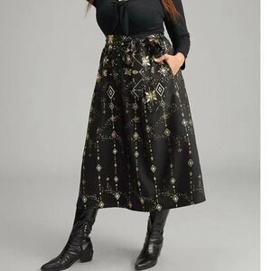 Size 28 5x BloomChic Glitter Geometric Belted Pocket Skirt